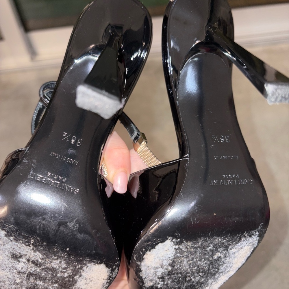 Saint Laurent Black Patent Leather Slingback Heels black 38,5 . 8,5 - Picture 9 of 13
